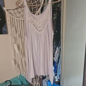 Cream Asymmetrical Embellished Sleeveless Tank Top